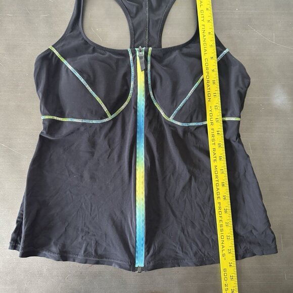 Gottex Profile Sport Black Full Zip Tankini Racerback Swimsuit Bathing Suit 16 - Picture 6 of 11